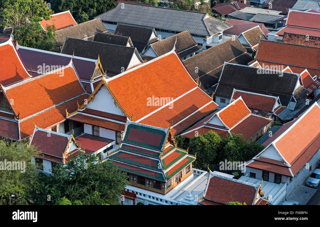 Toits de Wat Saket Bangkok Thaïlande Banque D'Images