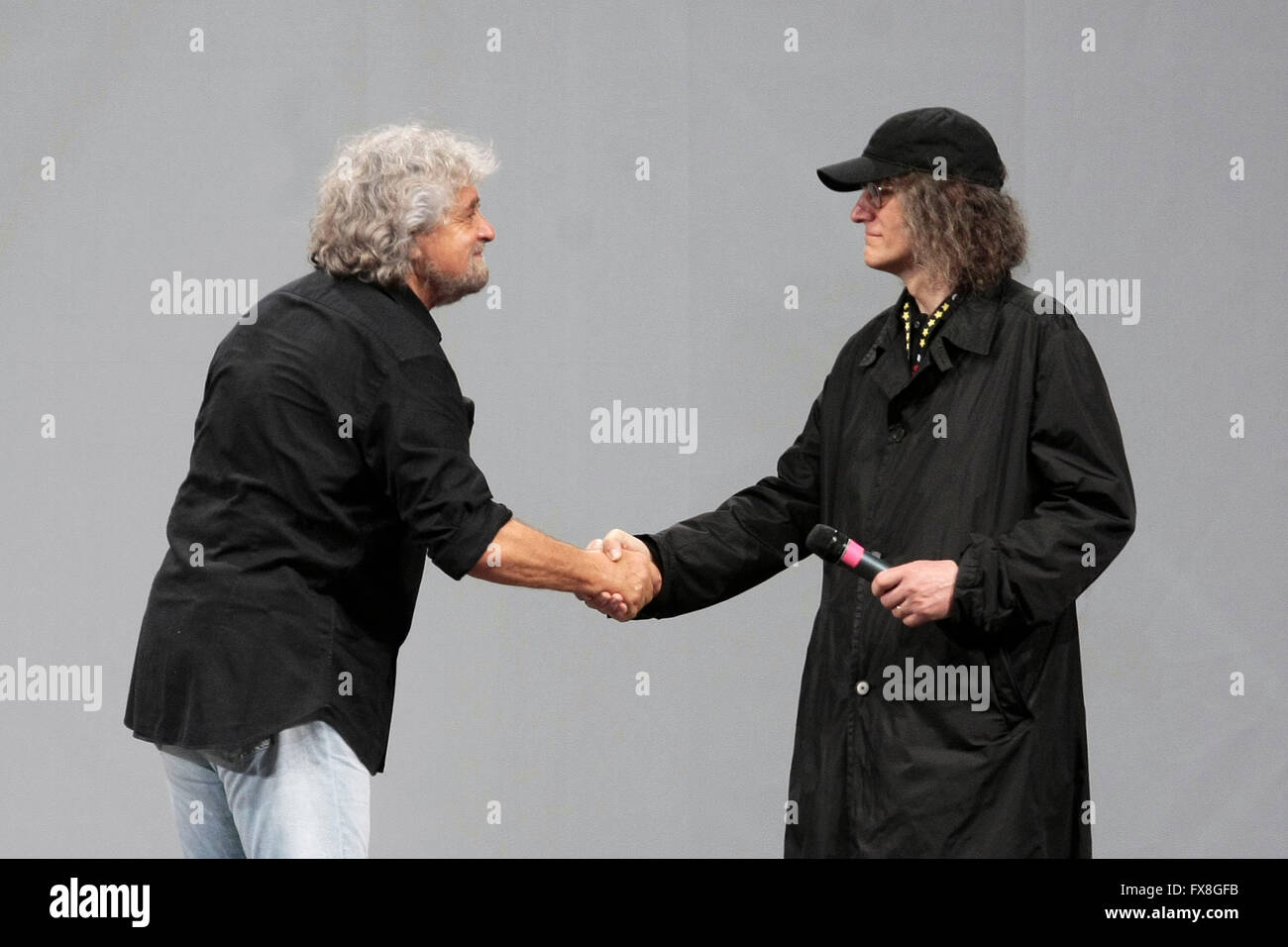 Beppe Grillo e Gianroberto Casaleggio Roma 23e 2014 Clôture de la campagne politique de m5s, le mouvement 5 étoiles Banque D'Images