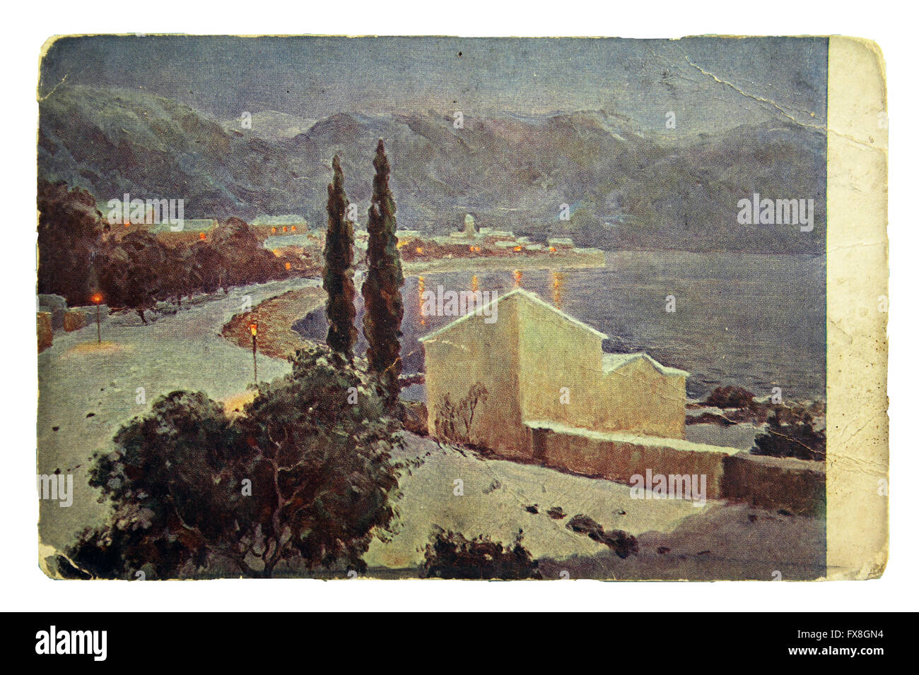 Carte postale imprimée en Russie montre attirer par Ivano Endogurov - lune à Ajaccio, vers 1908 Banque D'Images Carte postale imprimée en Russie montre attirer par Ivano Endogurov - lune à Ajaccio, vers 1908 Banque D'Images