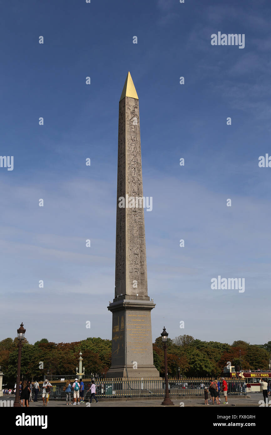 Obélisque de Louxor. Place de la Concorde. Paris. France. Banque D'Images