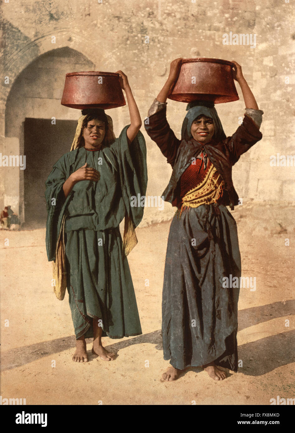Vendeur de lait de Siloé, Terre sainte, Jérusalem, impression Photochrome, vers 1900 Banque D'Images