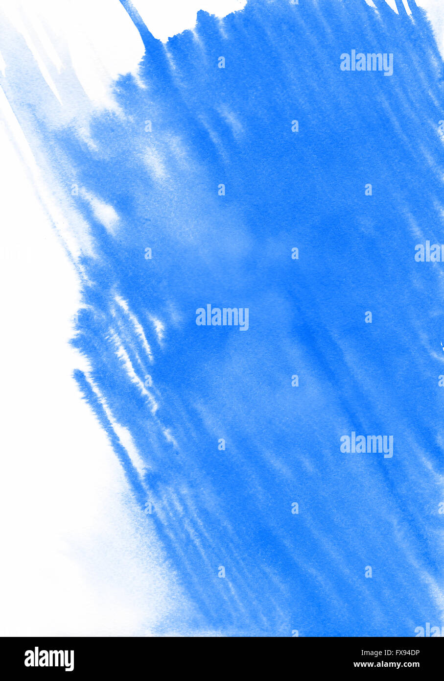La texture de la peinture aquarelle bleu isolé sur fond blanc Banque D'Images