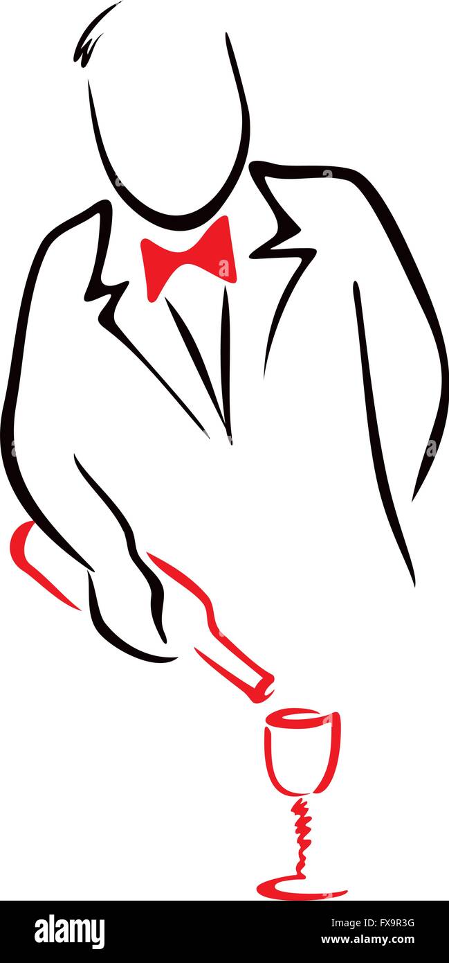 Servir du vin Illustration de Vecteur