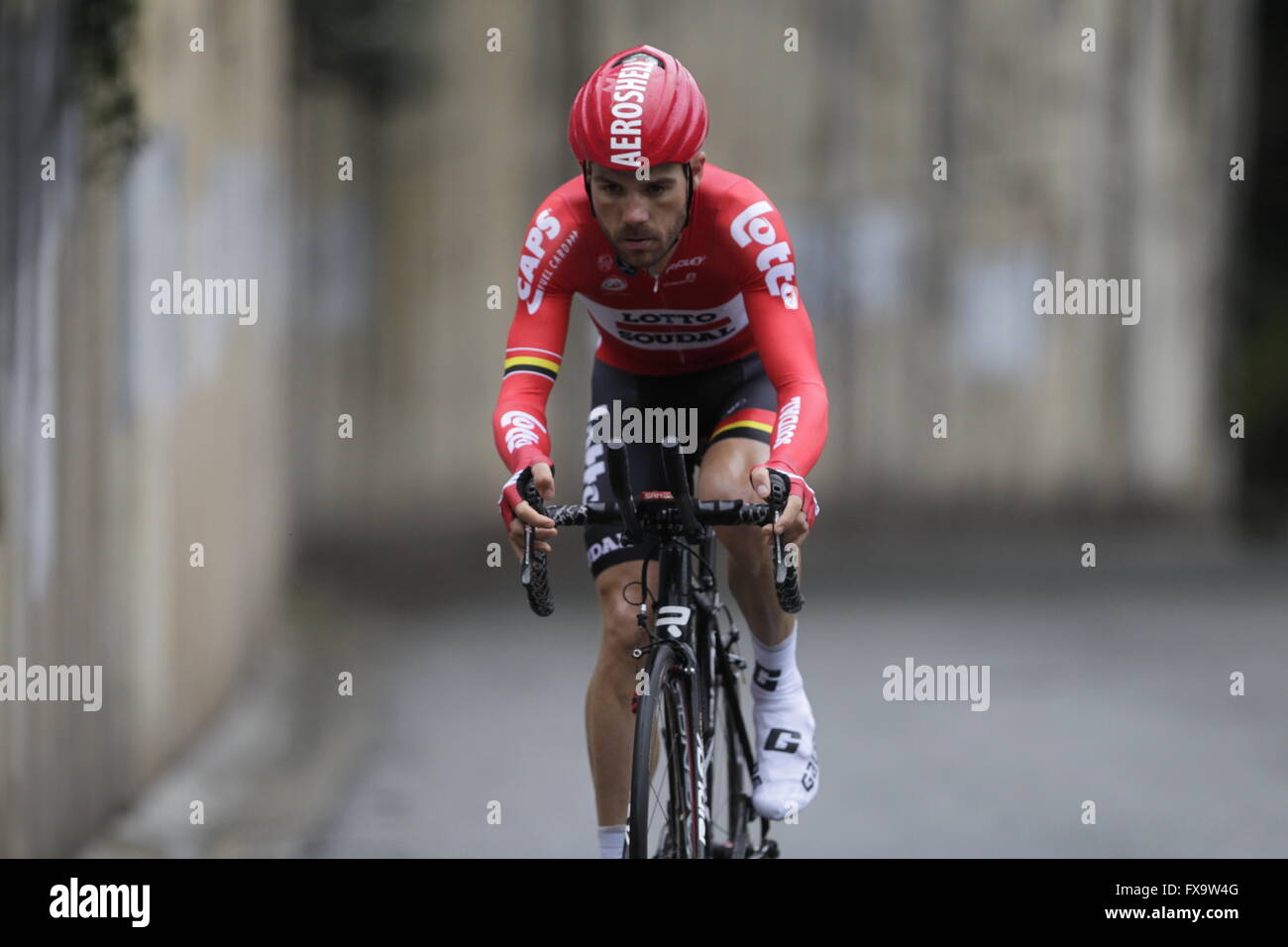 Eibar, Espagne, le 9 avril 2016 Maxime Monfort pendant le contre-la-montre contre Eibar - Andrézieux-bouthéon du Tour du Pays Basque Banque D'Images