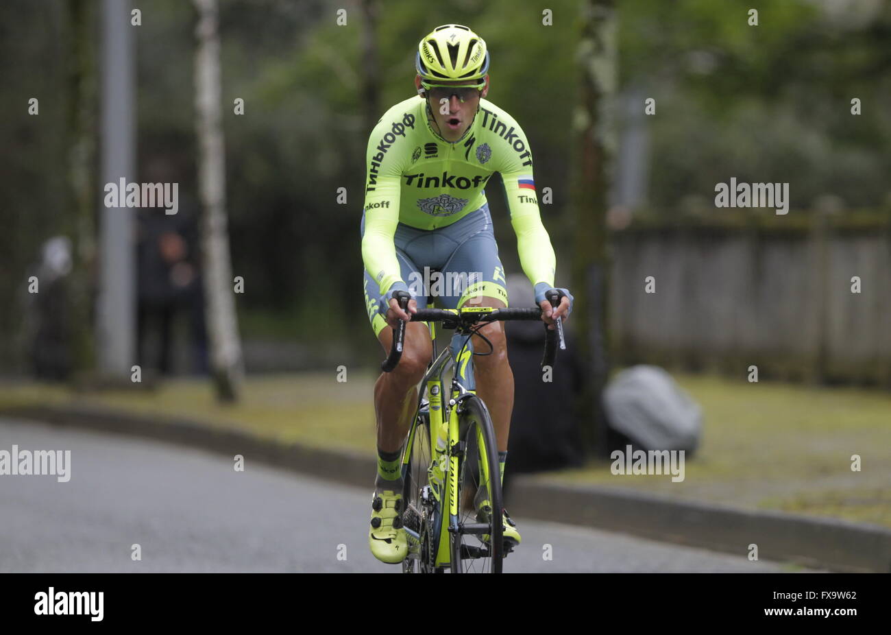 Eibar, Espagne, le 9 avril 2016 au cours de l'époque Romain Kreuziguer procès contre Eibar - Andrézieux-bouthéon du Tour du Pays Basque Banque D'Images