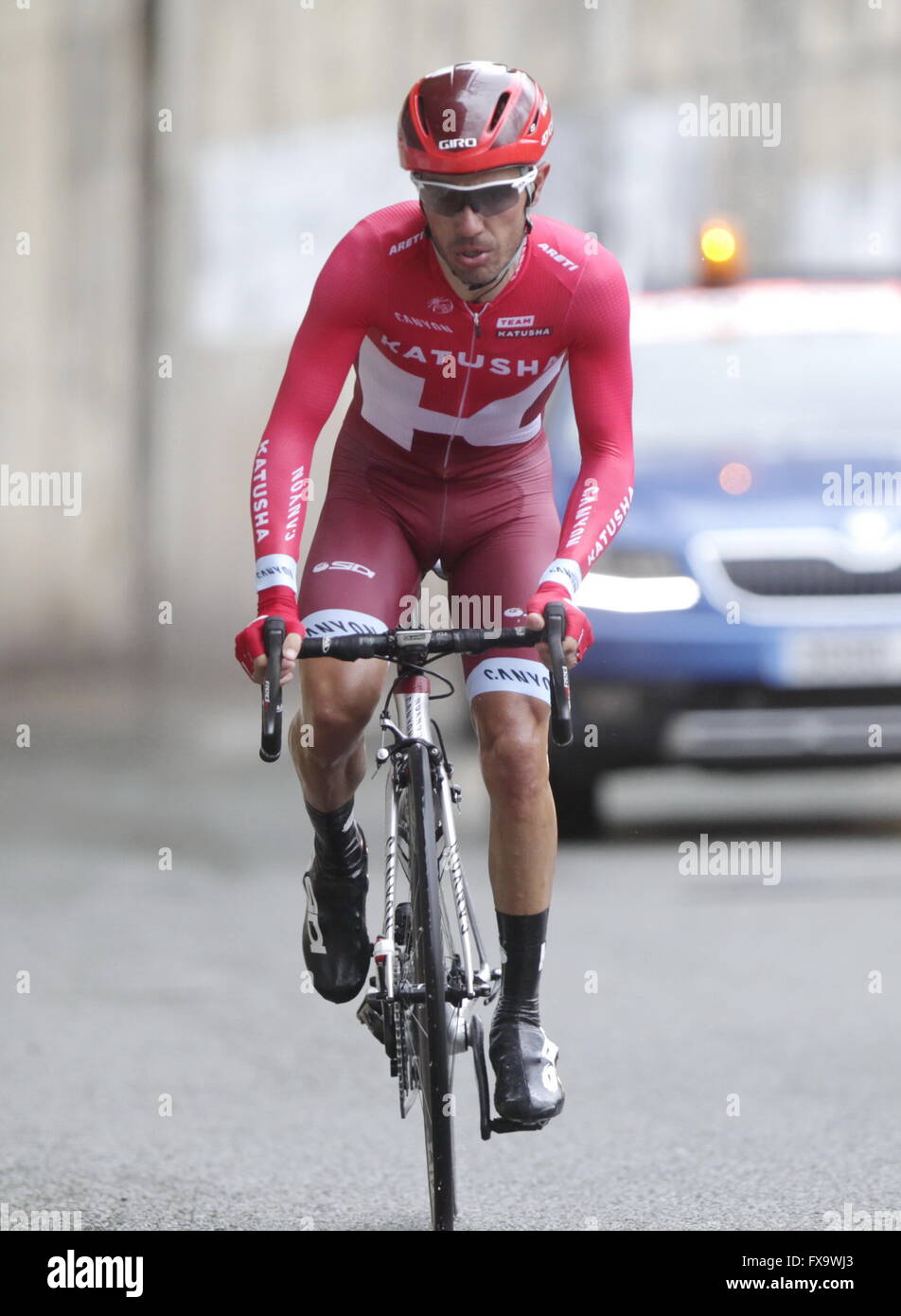 Eibar, Espagne, le 9 avril 2016, Joaquim Rodriguez pendant le contre-la-montre contre Eibar - Andrézieux-bouthéon du Tour du Pays Basque Banque D'Images