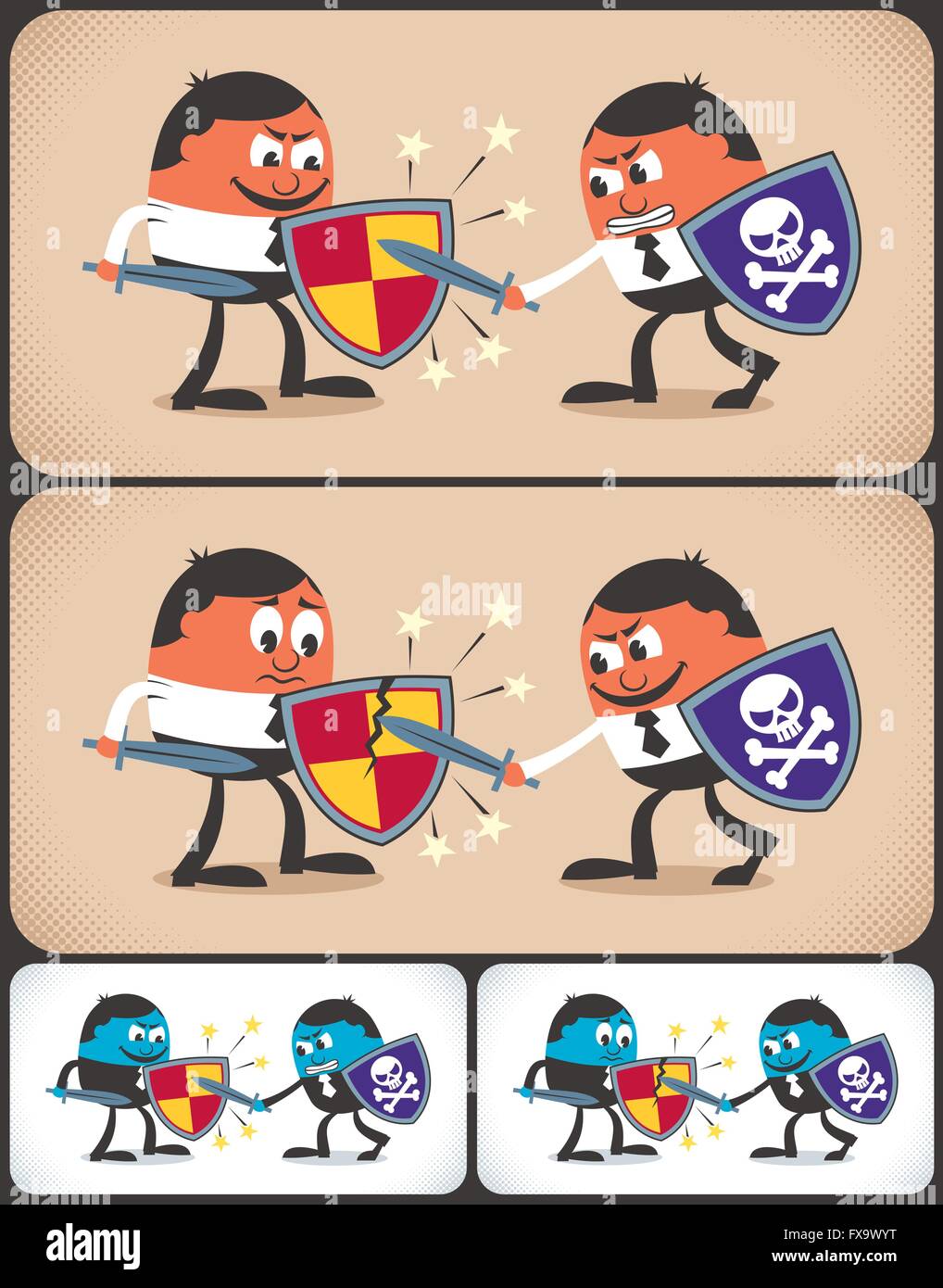 Illustration conceptuelle de rivalité d'affaires. Il est en 4 versions différentes. Illustration de Vecteur