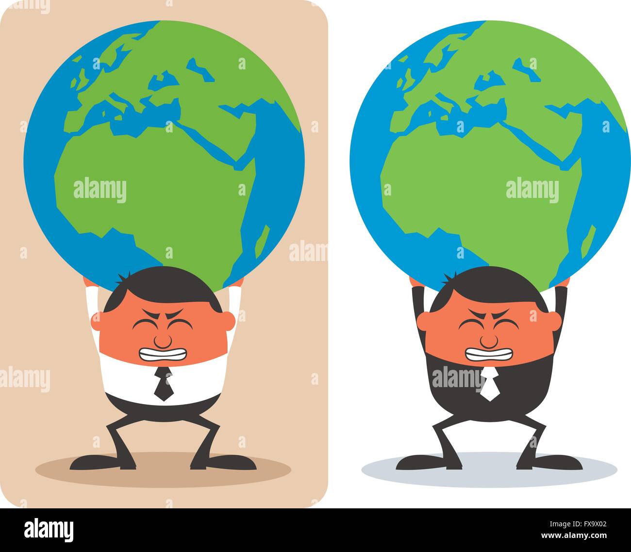 Illustration conceptuelle de businessman holding planète Terre sur ses épaules. Il est en 2 versions. Illustration de Vecteur