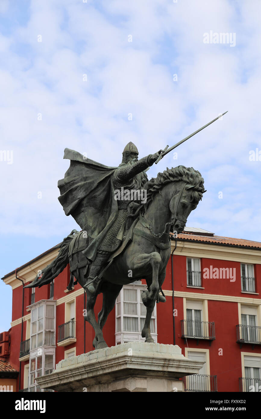 Rodrigo Diaz de Viva (1043-1099). Castillan et chef militaire. Monument. Sculpteur Juan Cristobal Gonzalez de Quesada. Burgos. Banque D'Images