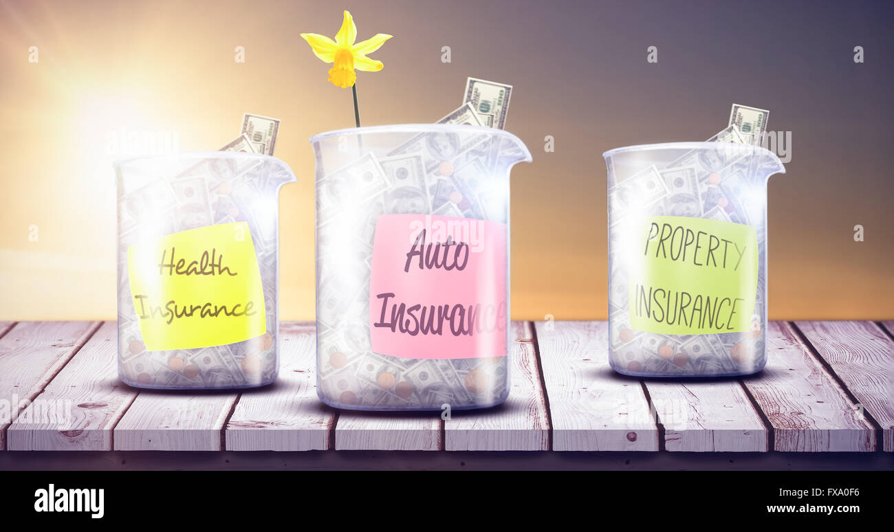 Image composite de l'assurance de biens message Banque D'Images