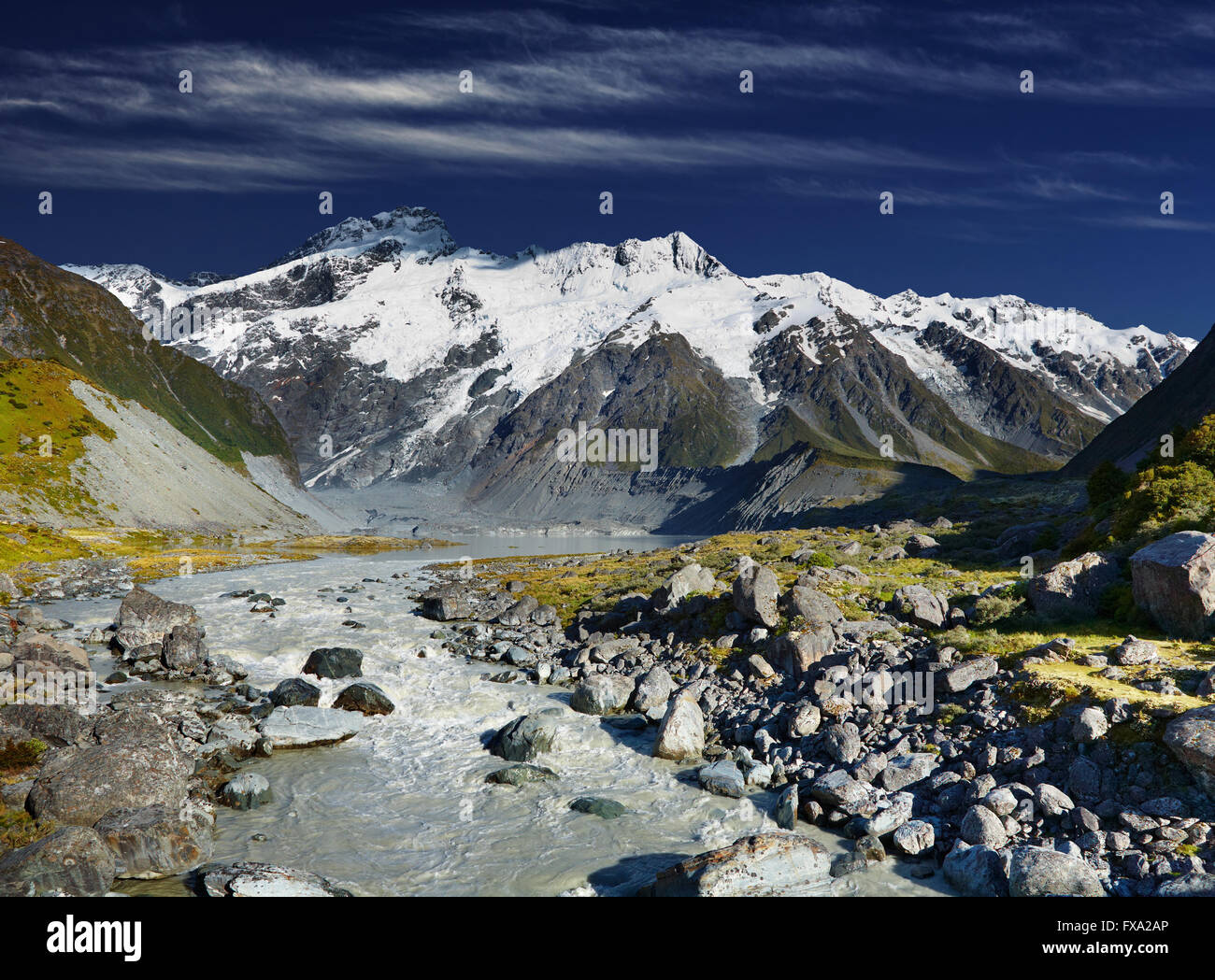 Lever du soleil des Alpes du Sud, Nouvelle-Zélande Banque D'Images