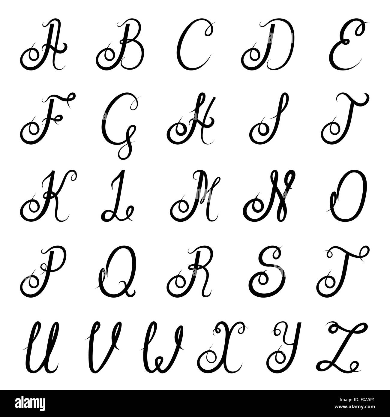 Noir alphabet calligraphie Image Vectorielle Stock - Alamy