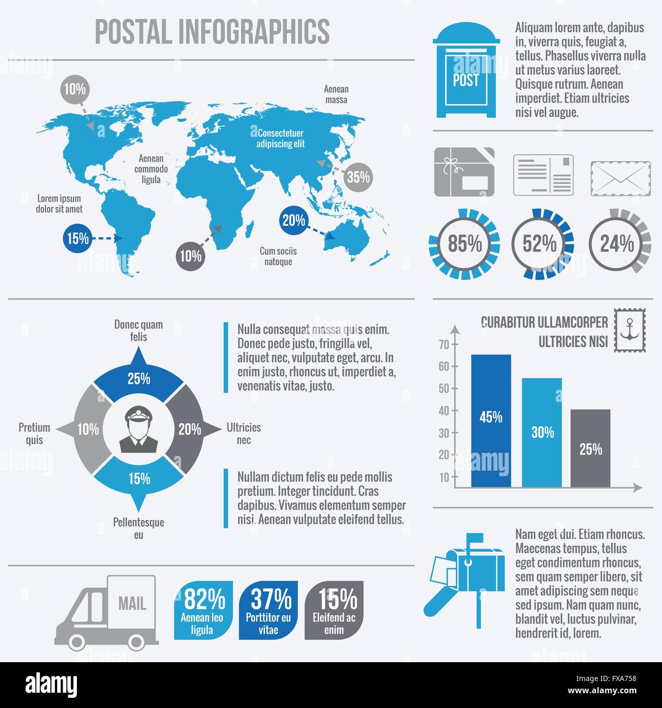 Service postal des infographies Illustration de Vecteur