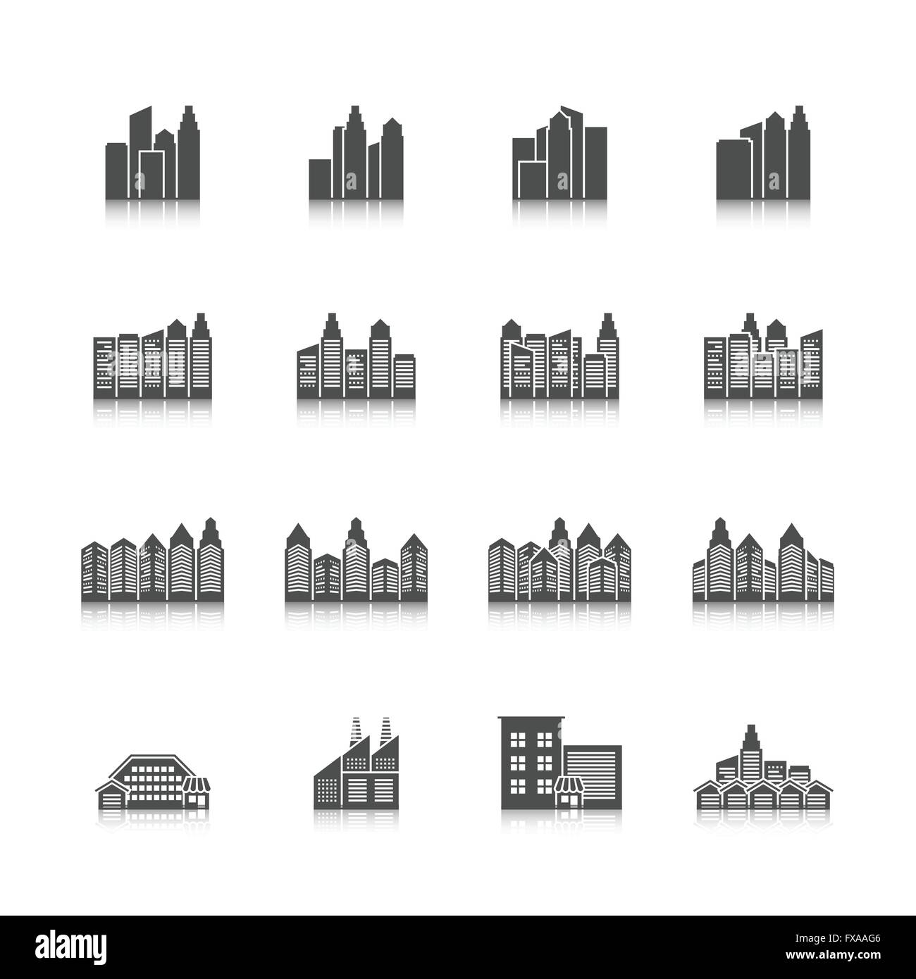 Cityscape icons set Illustration de Vecteur