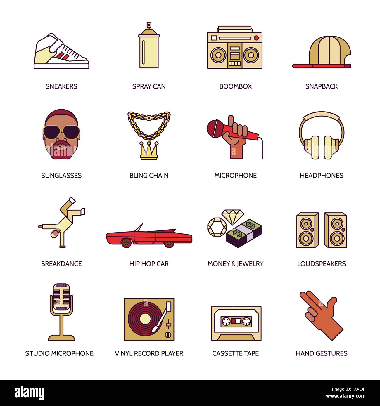 Rap Music Icons Set Illustration de Vecteur