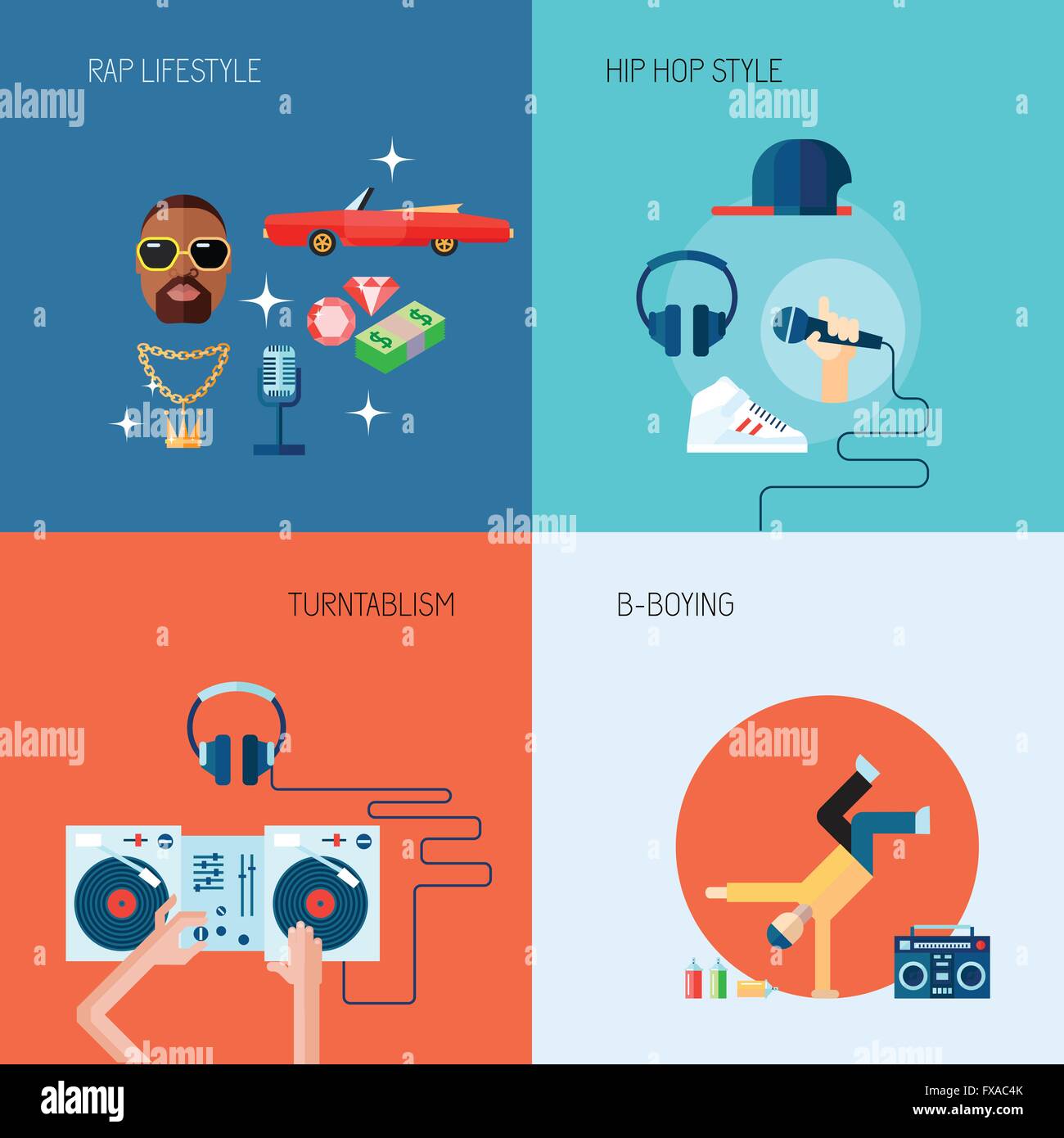 Rap Music icons set télévision Illustration de Vecteur