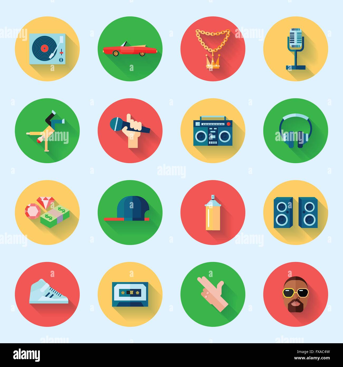 Rap Music icons set Illustration de Vecteur