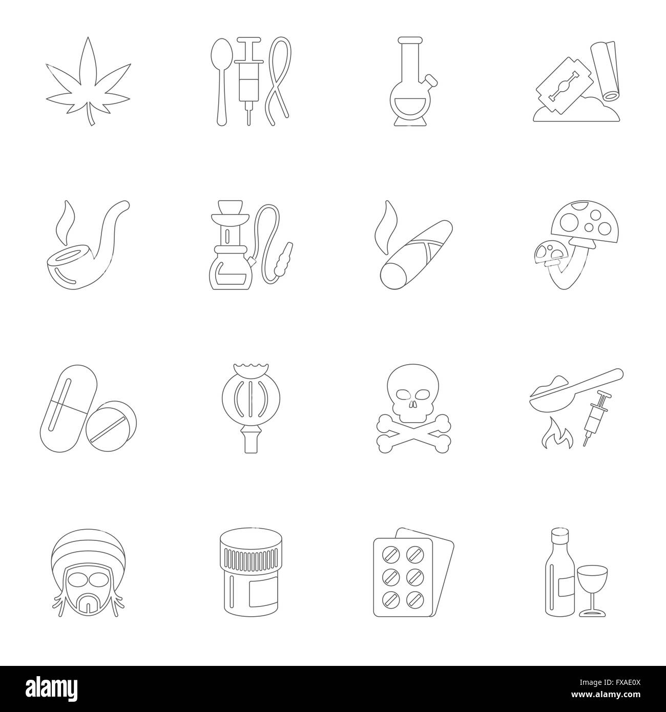 Description des icônes de la drogue Illustration de Vecteur