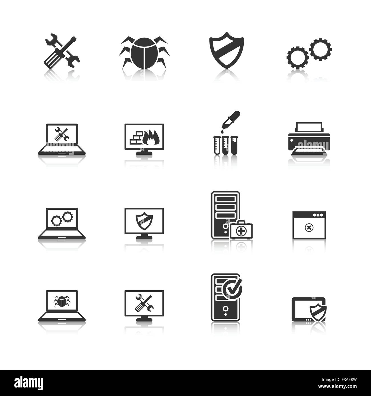 Réparation ordinateur Icons Set Illustration de Vecteur