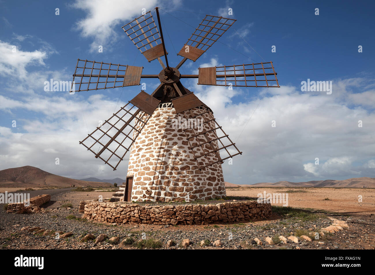 Moulin à vent, le Molino de Tefía, Tefia, Fuerteventura, Îles Canaries, Espagne Banque D'Images