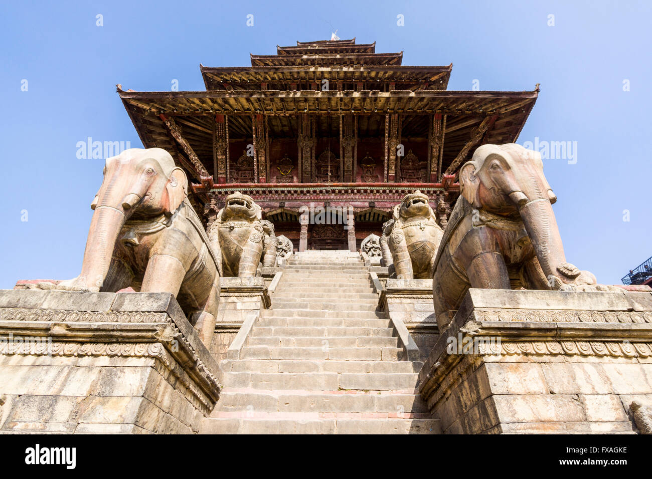 Le temple de Nyatapola, Bhaktapur, Katmandou, Népal Banque D'Images