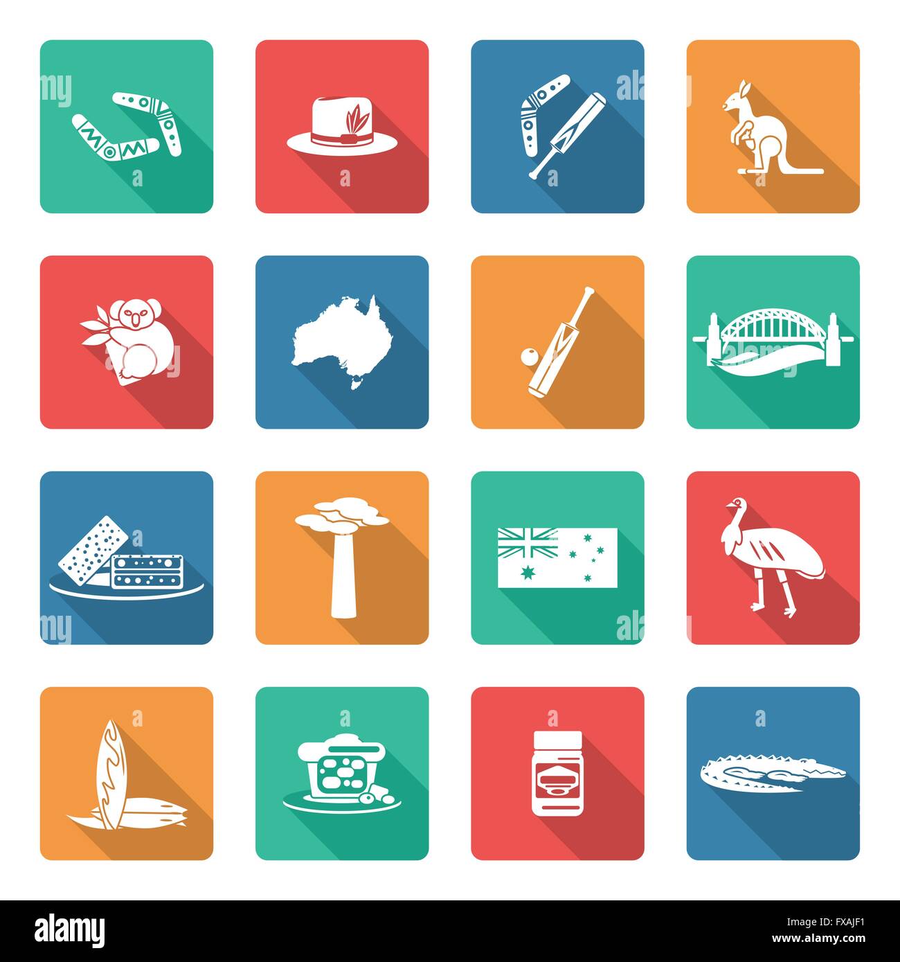 L'Australie icons set white Illustration de Vecteur