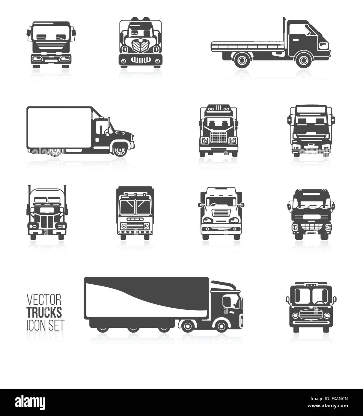 Jeu d’icônes de camion Illustration de Vecteur