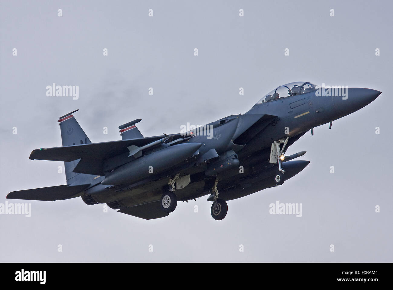 F-15E Eagle, 494e, 48e FS FW, atterrissage à l'USAFE RAF Lakenheath Banque D'Images