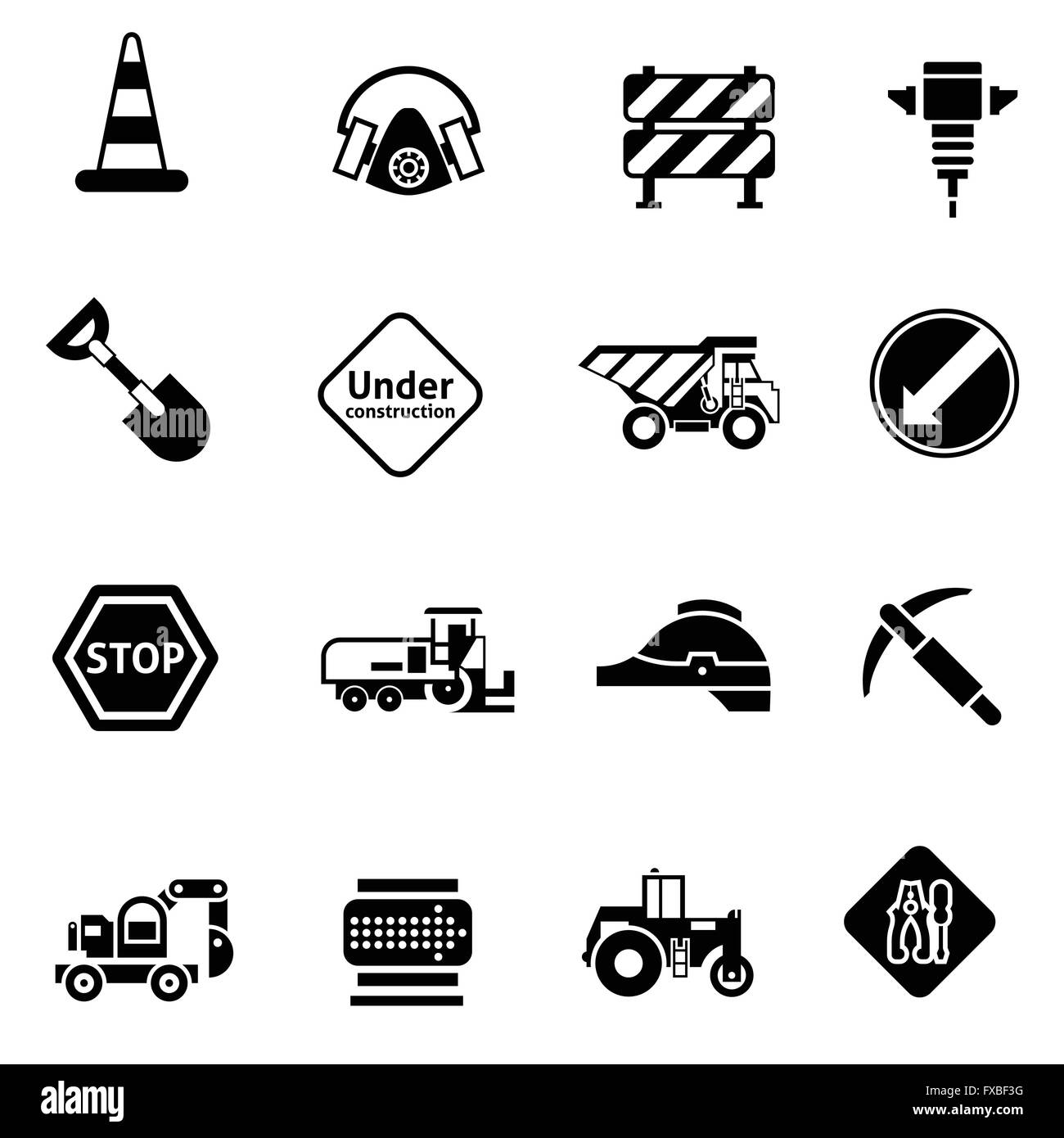 Réparation de la route noir Icônes Illustration de Vecteur