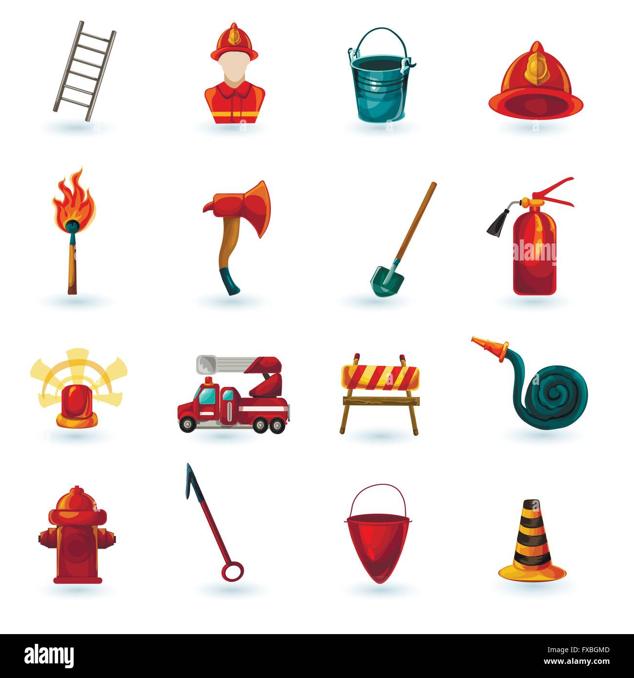 Pompier Icons Set Illustration de Vecteur