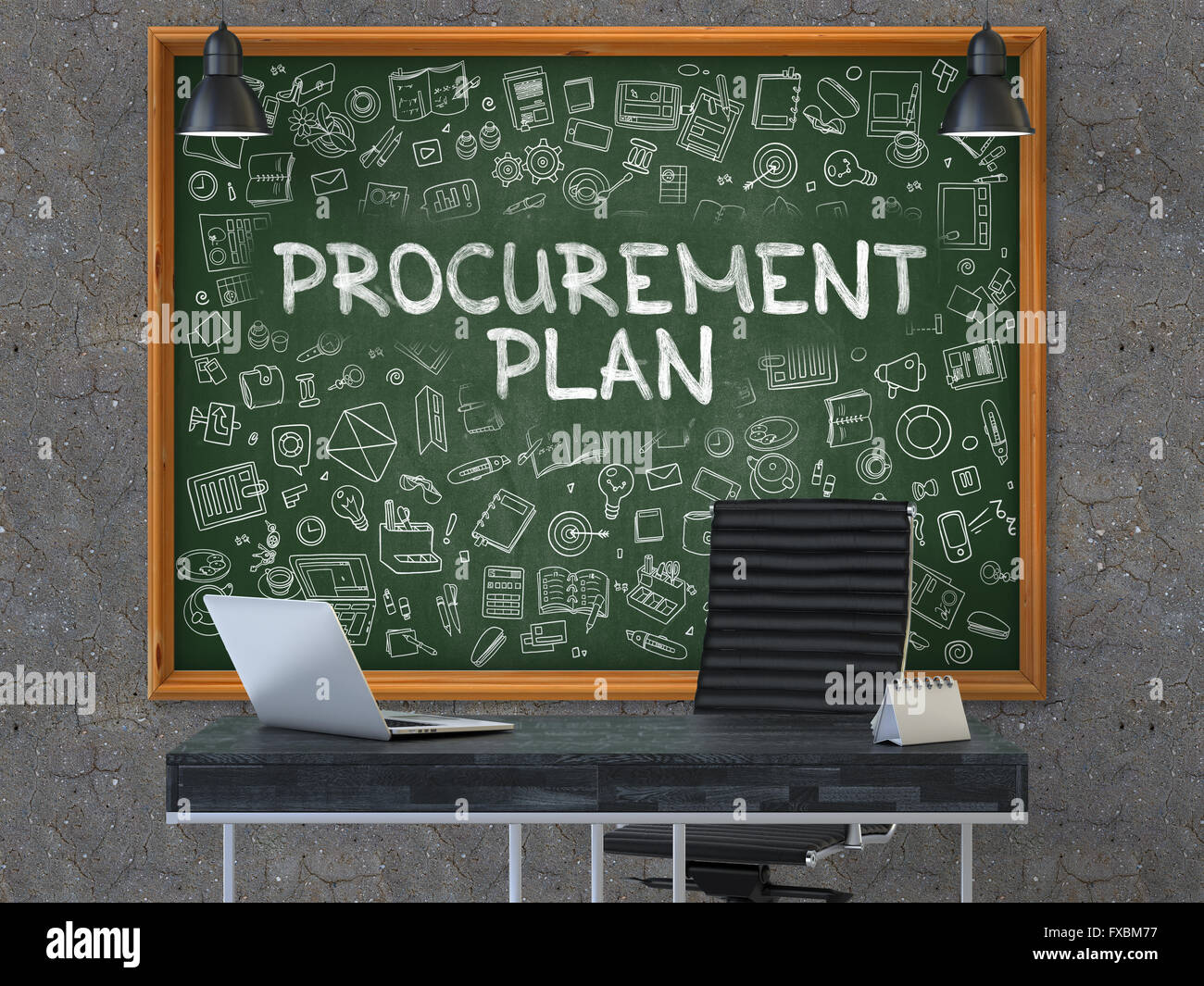 Faites à la main le Plan d'achats sur Office Tableau. Banque D'Images