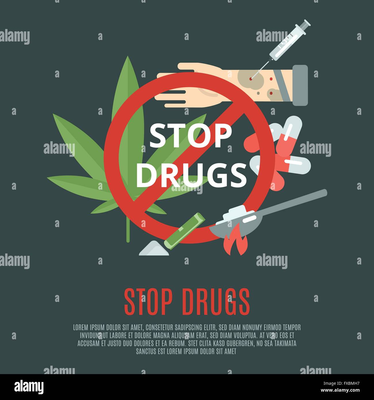 Arrêter la drogue Concept Illustration de Vecteur