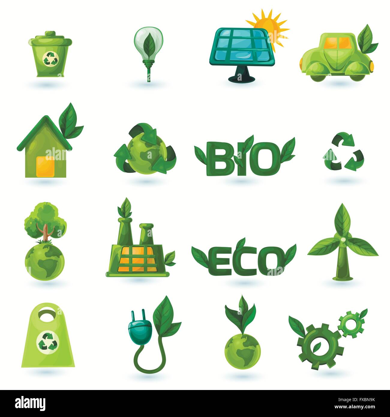 Green Ecology Icons Set Illustration de Vecteur
