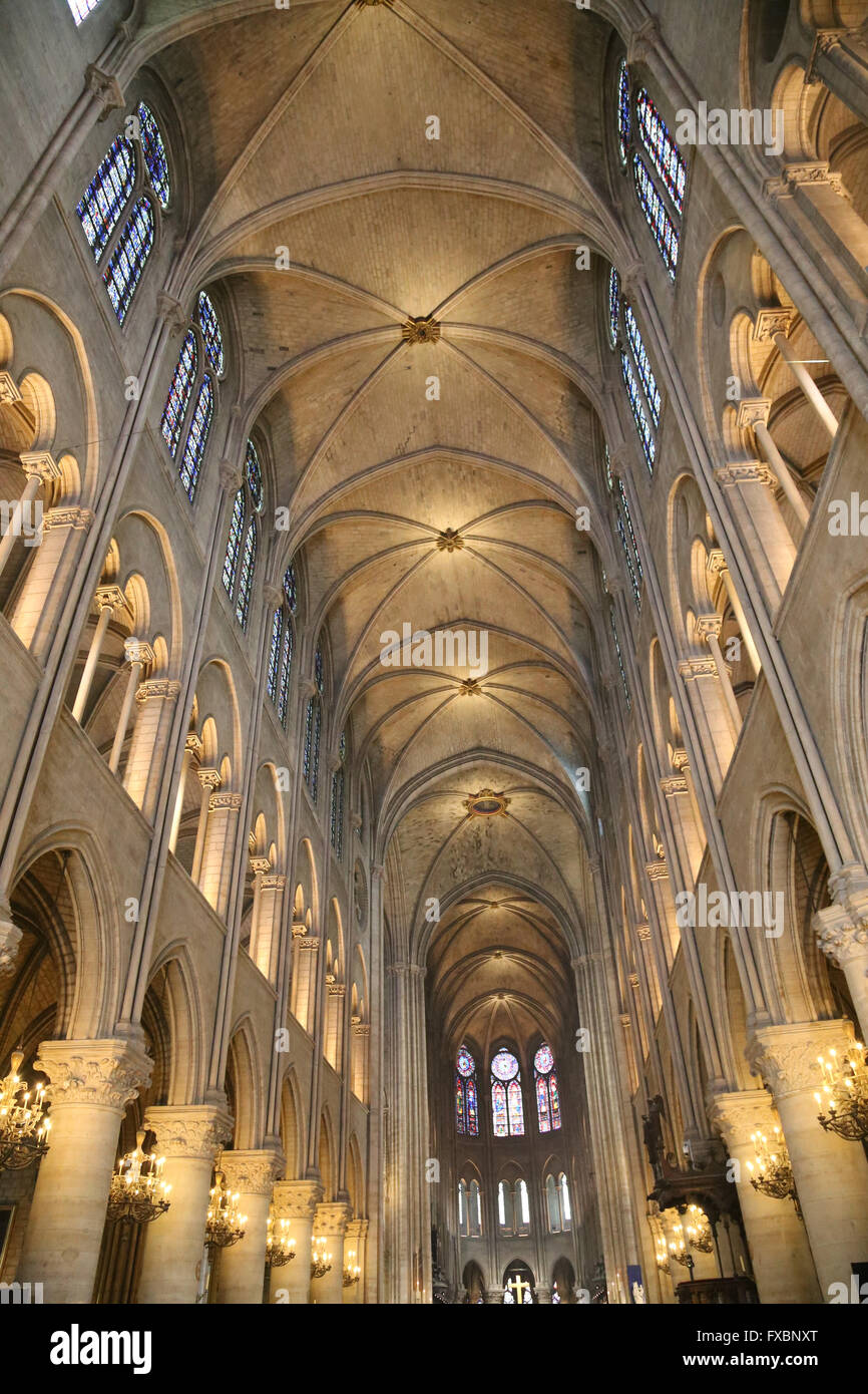La France. Paris. Cathédrale de Notre Dame. À l'intérieur. Banque D'Images