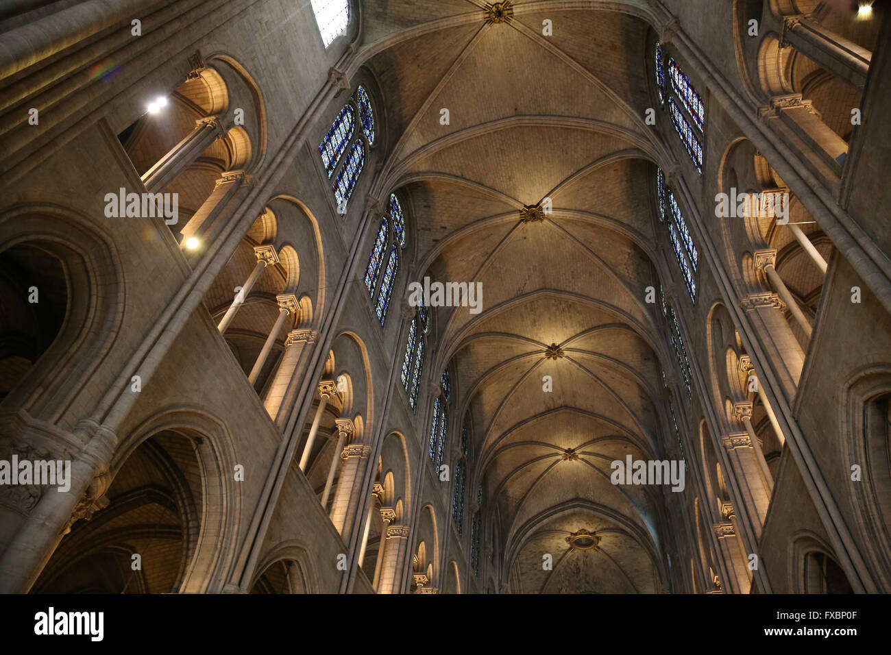 La France. Paris. Cathédrale de Notre Dame. À l'intérieur. Banque D'Images