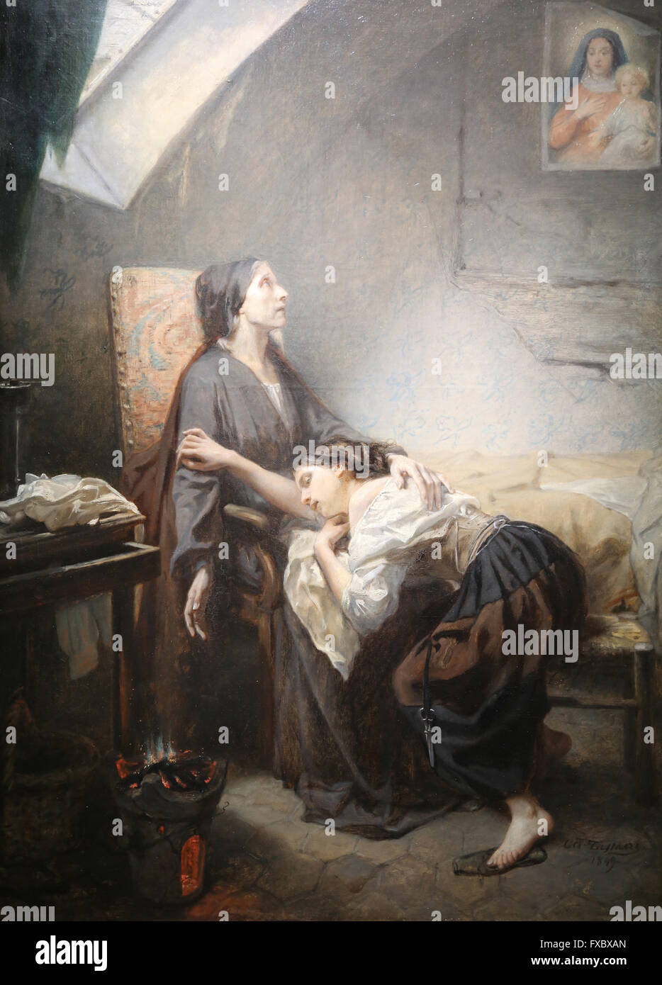 D'un suicide ou d'une malheureuse famille, 1849-1852 par Octave Tassaert (1800-1874). Huile sur toile. Musée d'Orsay. Paris. La France. Banque D'Images