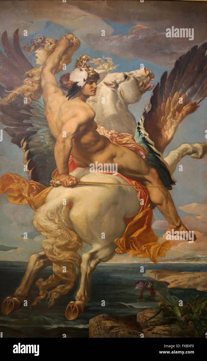 Perseus équitation Pegasus, 1869 par le peintre français Paul Joseph Blanc (1846-1904). Musée d'Orsay. Paris. La France. Banque D'Images