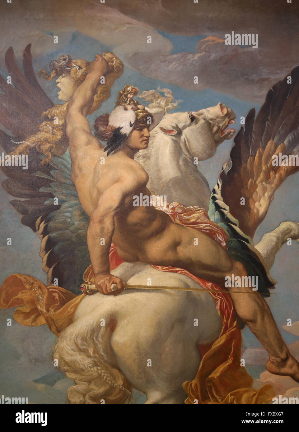 Perseus équitation Pegasus, 1869 par le peintre français Paul Joseph Blanc (1846-1904). Musée d'Orsay. Paris. La France. Banque D'Images