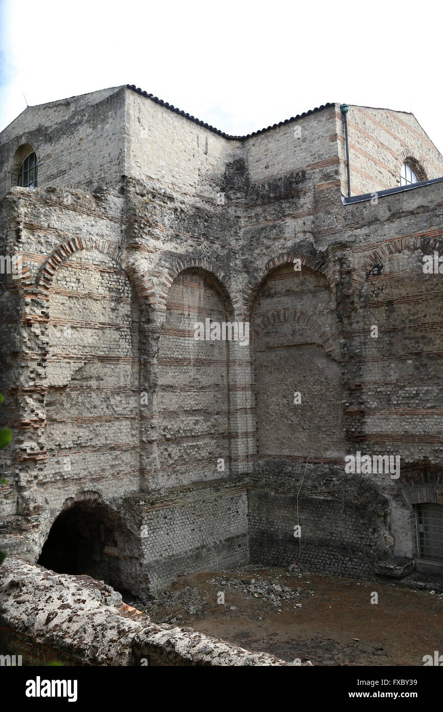 La France. Paris. Ruines de thermes gallo-romains. 1re, 3e siècle AD. Musée de Cluny. Banque D'Images