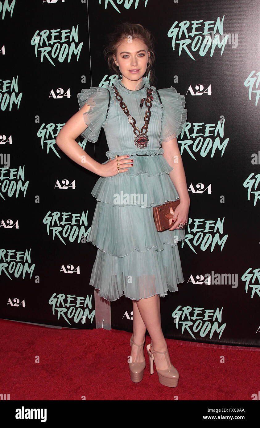 Los Angeles, CA, USA. 13 avr, 2016. Imogen Poots. ''Green Room'' Los Angeles Premiere tenue au Arclight Hollywood. Crédit photo : Adam Orchon/AdMedia Crédit : Adam Orchon/AdMedia/ZUMA/Alamy Fil Live News Banque D'Images