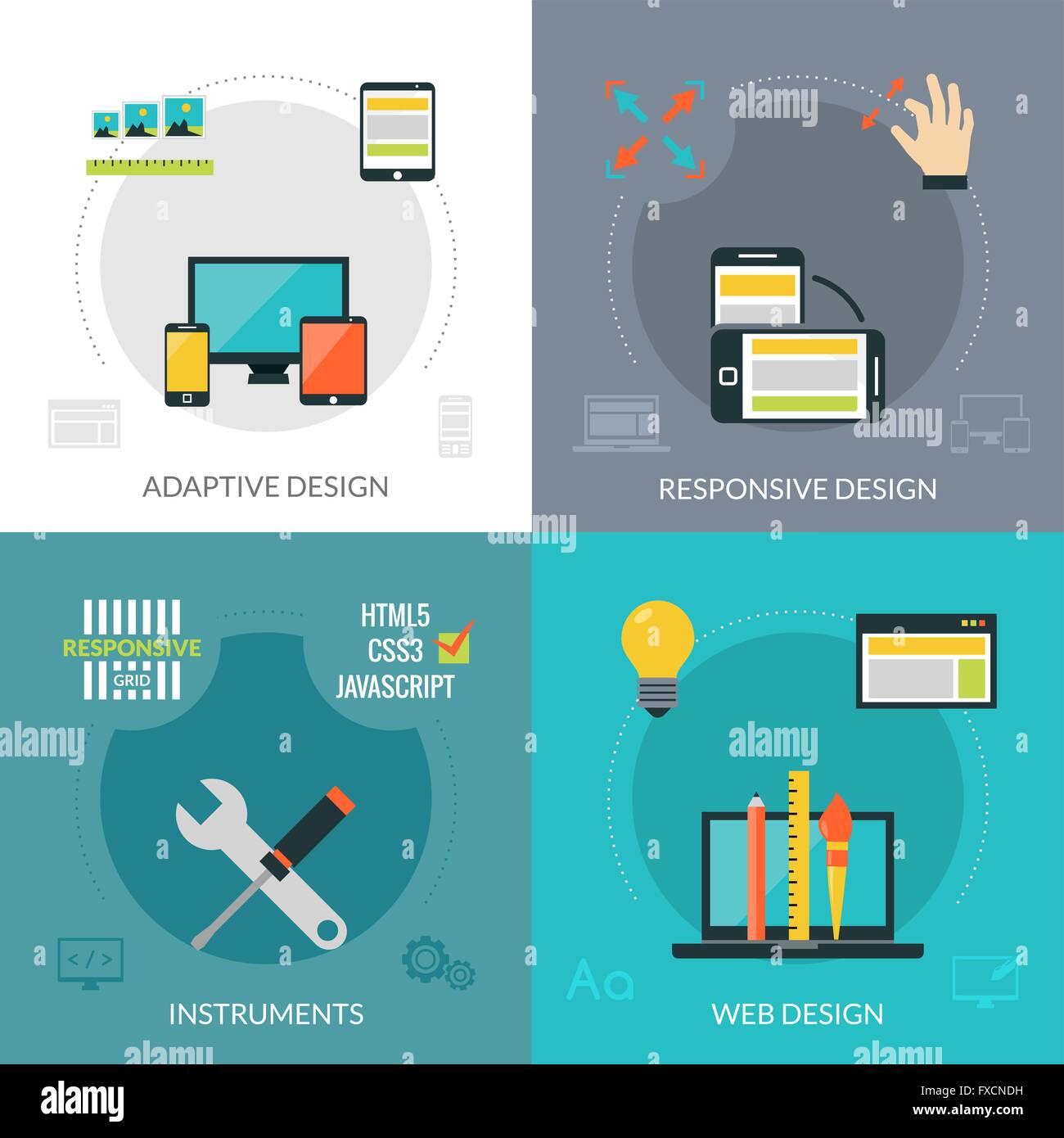 Responsive Web Design adaptatif Illustration de Vecteur