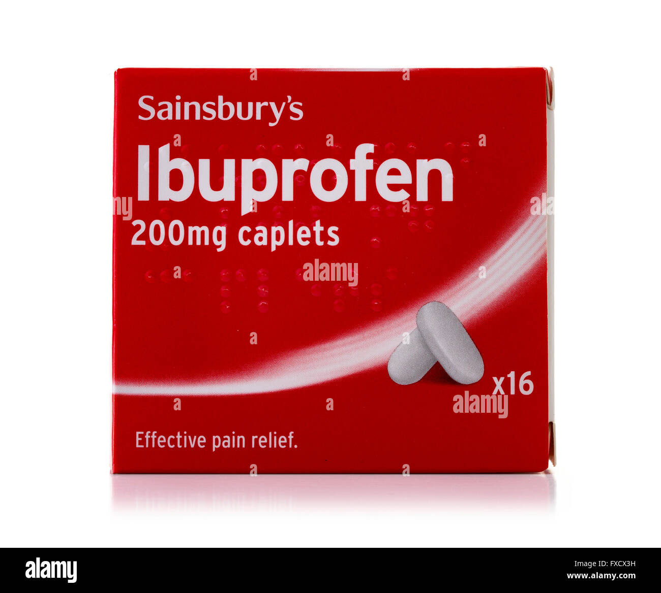 Fort de l'Ibuprofène Sainsburys sur fond blanc Banque D'Images