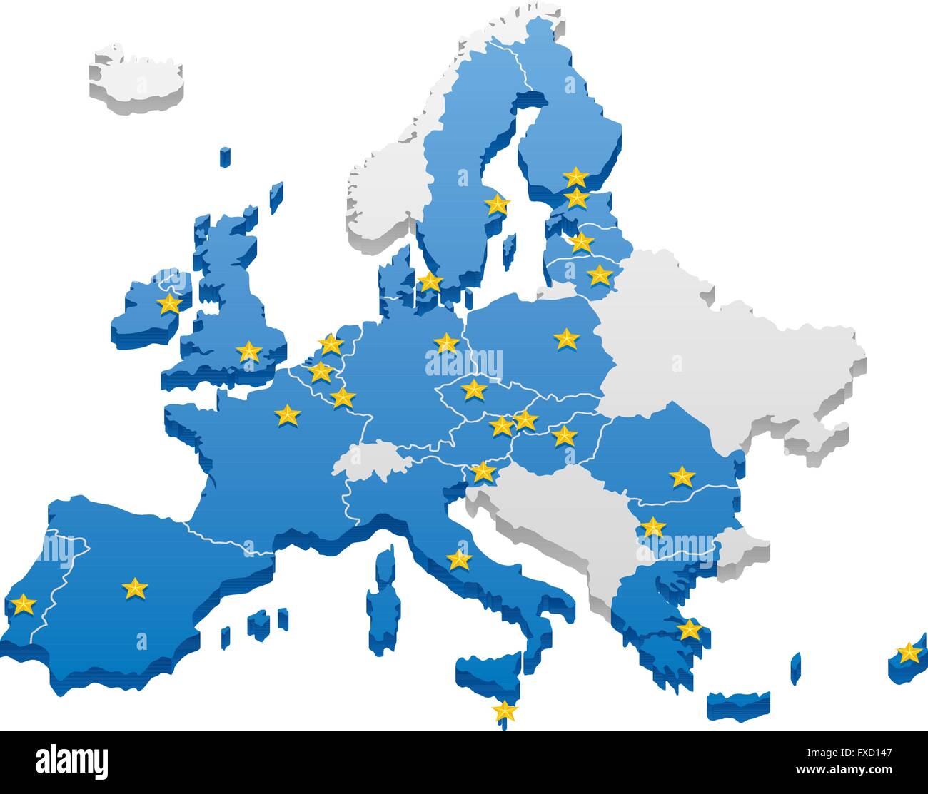 Carte De Lunion Européenne Les Capitales Et Les Frontières