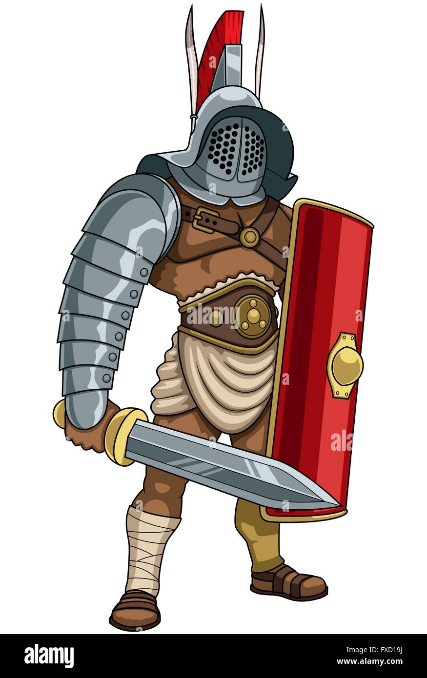 Illustration de gladiateur romain en pleine bataille. Illustration de Vecteur