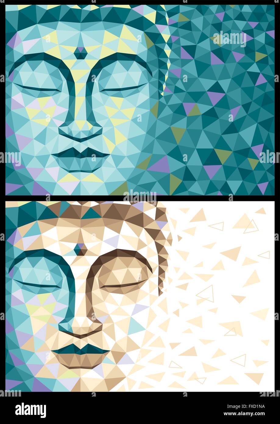 Abstract illustration de Bouddha en 2 versions. Pas de transparence et des dégradés utilisés. Illustration de Vecteur