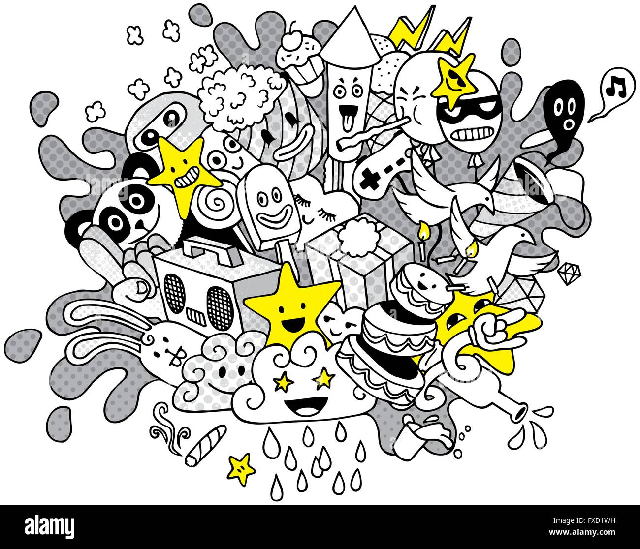 Illustration conceptuelle avec la main partie doodle. Illustration de Vecteur