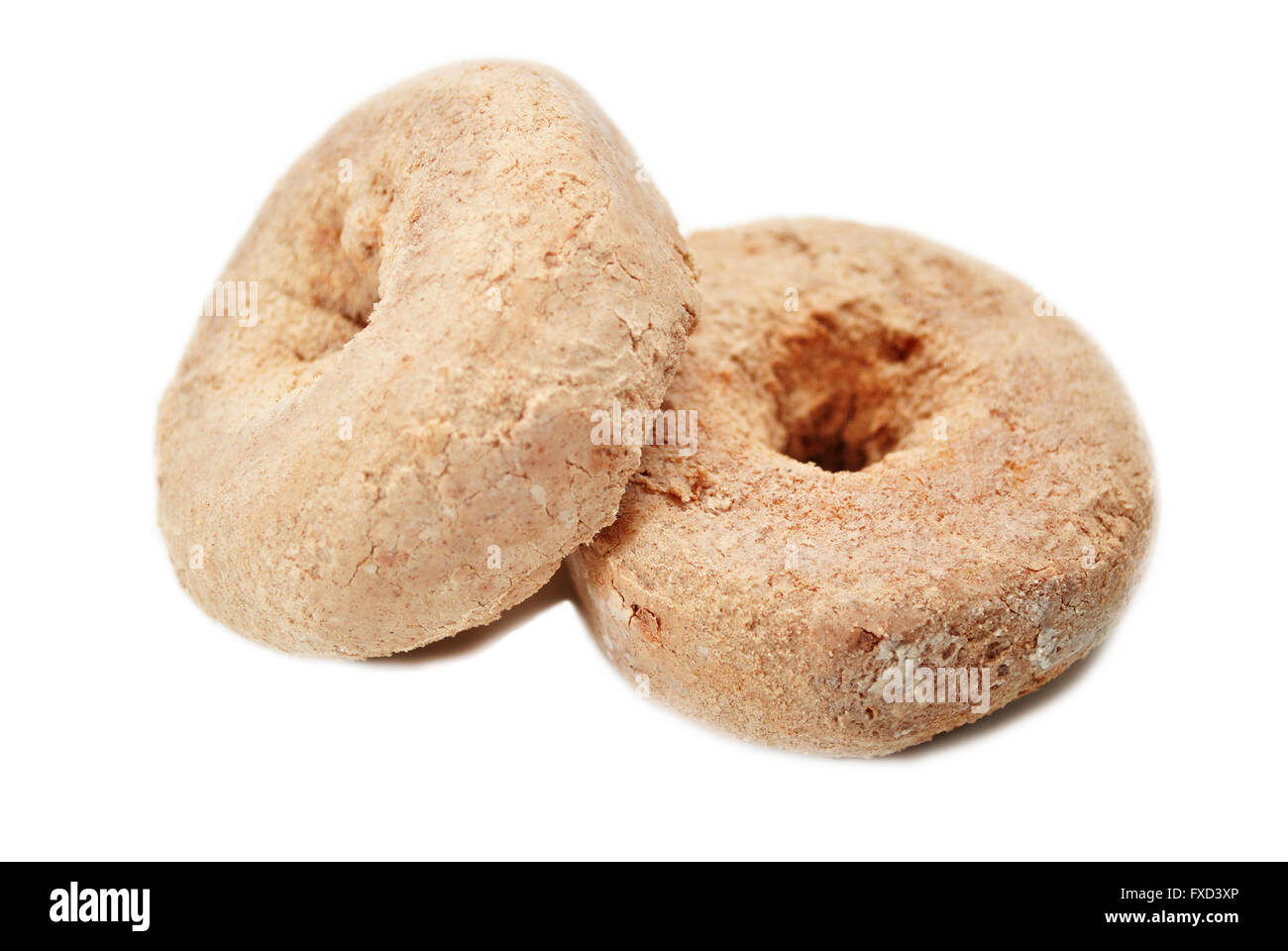 Cannelle en poudre deux Donut isolated on White Banque D'Images