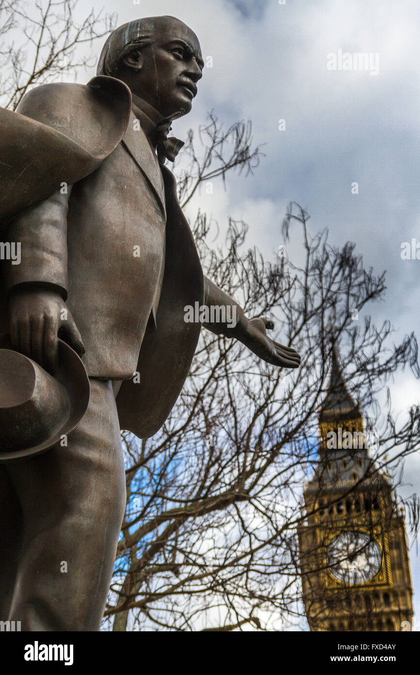 Statue de David Lloyd George , Place du Parlement de Westminster , , , Londres Banque D'Images