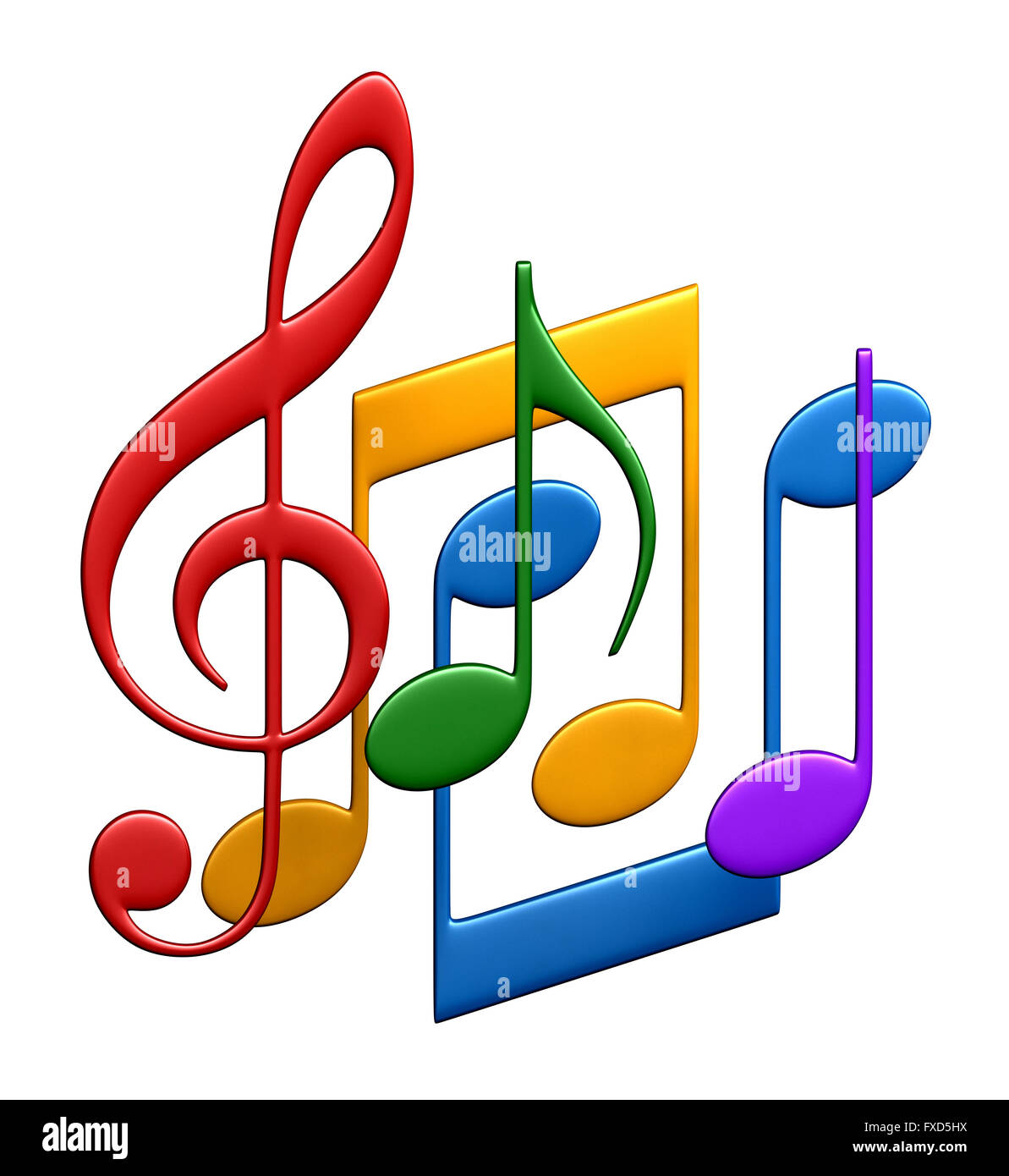 Le rendu 3D de l'abstract music notes isolé sur fond blanc Banque D'Images