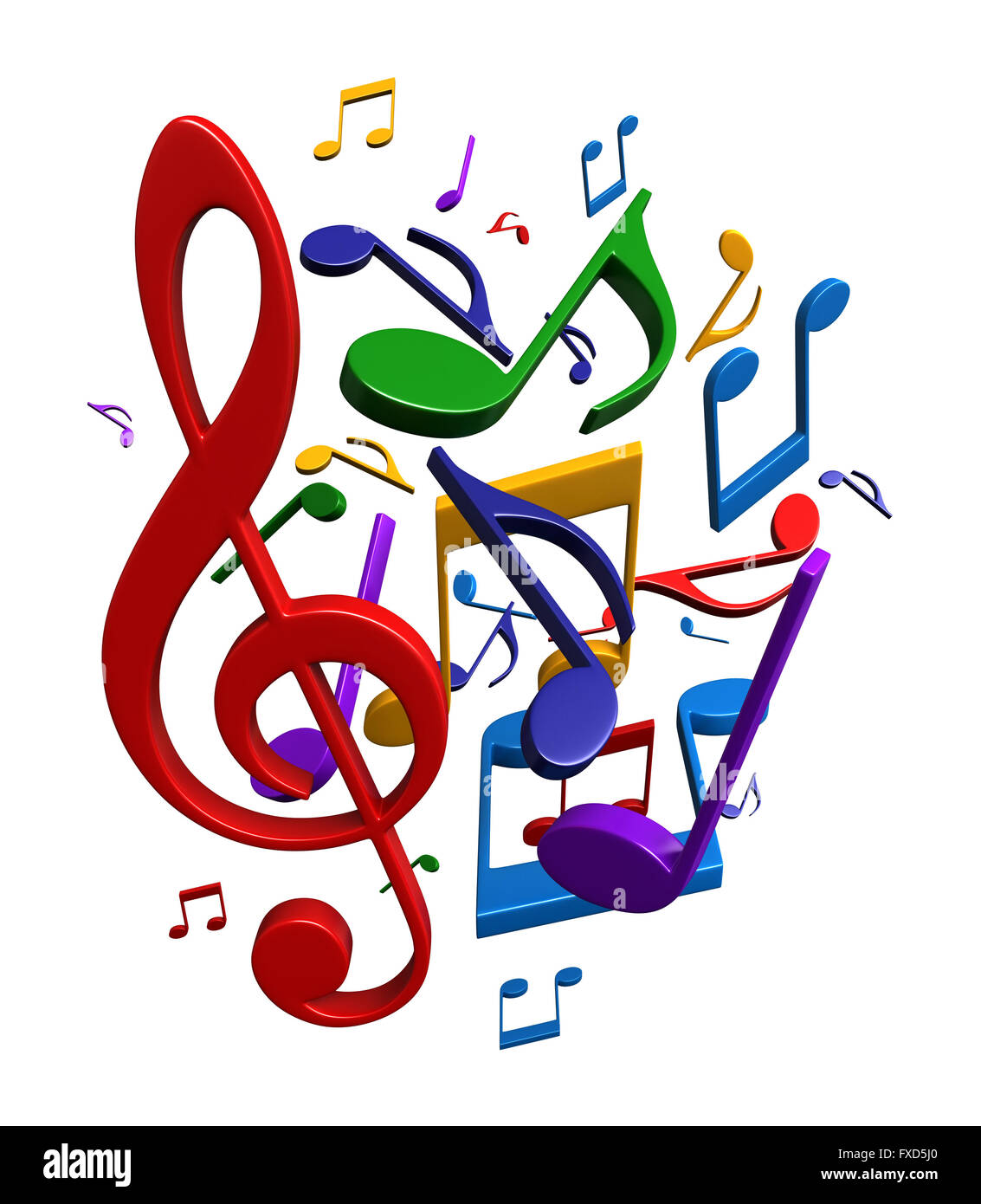 Le rendu 3D de l'abstract music notes isolé sur fond blanc Banque D'Images